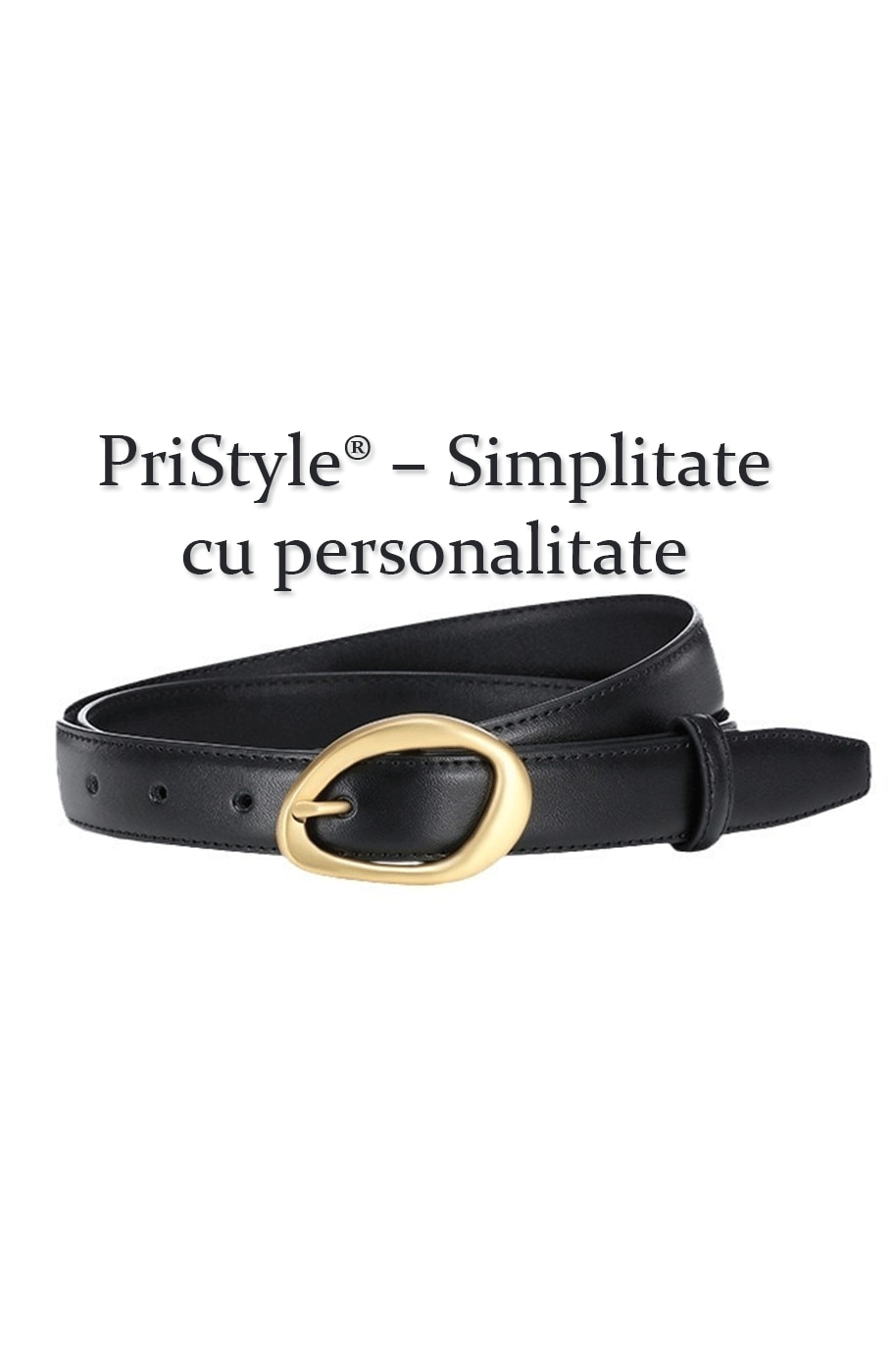 Curea Eleganta pentru Femei din Piele de Calitate Superioara si Catarama Aurie, PriStyle®, Negru, 110cm - Image 2