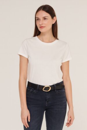 Curea Eleganta pentru Femei din Piele de Calitate Superioara si Catarama Aurie, PriStyle®, Negru, 110cm