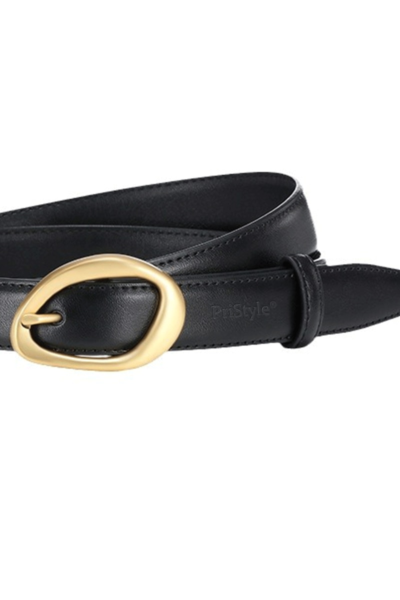 Set 2 Curele Elegante pentru Femei din Piele de Calitate Superioara si Catarama Aurie, PriStyle®, Negru si Maro, 110 cm - Image 8