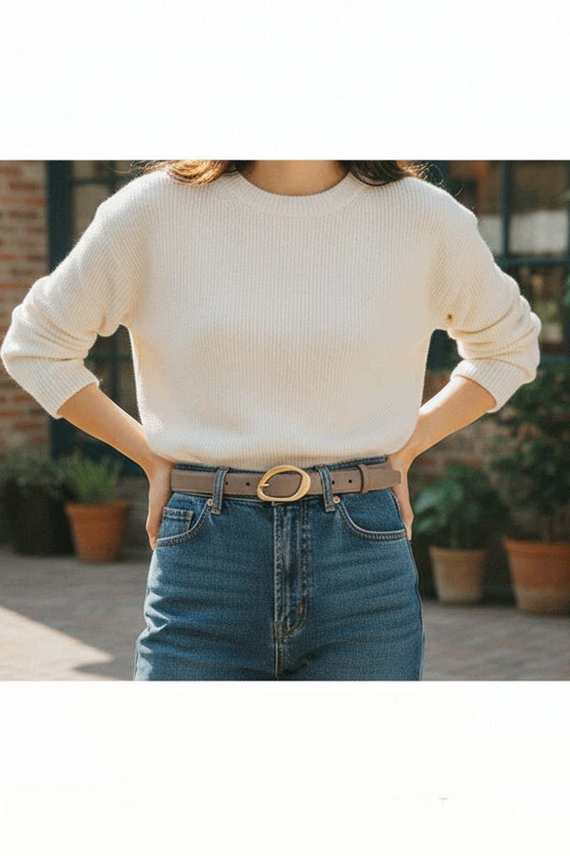 Set 4 Curele Elegante pentru Femei din Piele de Calitate Superioara si Catarama Aurie, PriStyle®, Negru, Maro, Gri si Crem, 110 cm - Image 9