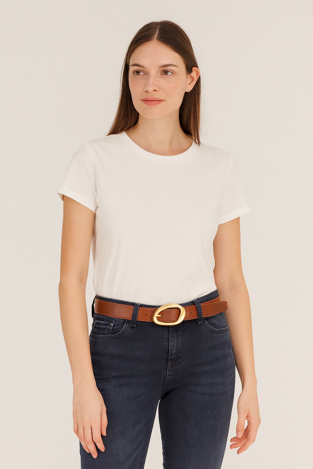 Set 2 Curele Elegante pentru Femei din Piele de Calitate Superioara si Catarama Aurie, PriStyle®, Negru si Maro, 110 cm - Image 2