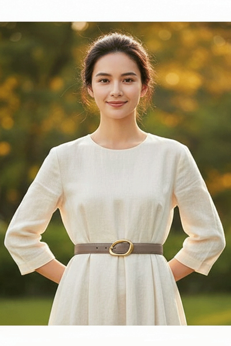 Set 4 Curele Elegante pentru Femei din Piele de Calitate Superioara si Catarama Aurie, PriStyle®, Negru, Maro, Gri si Crem, 110 cm - Image 11